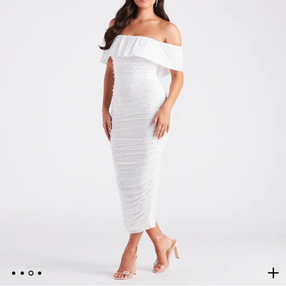 NWT Faux Pearl Off-The-Shoulder Dress - Picture 4 of 7